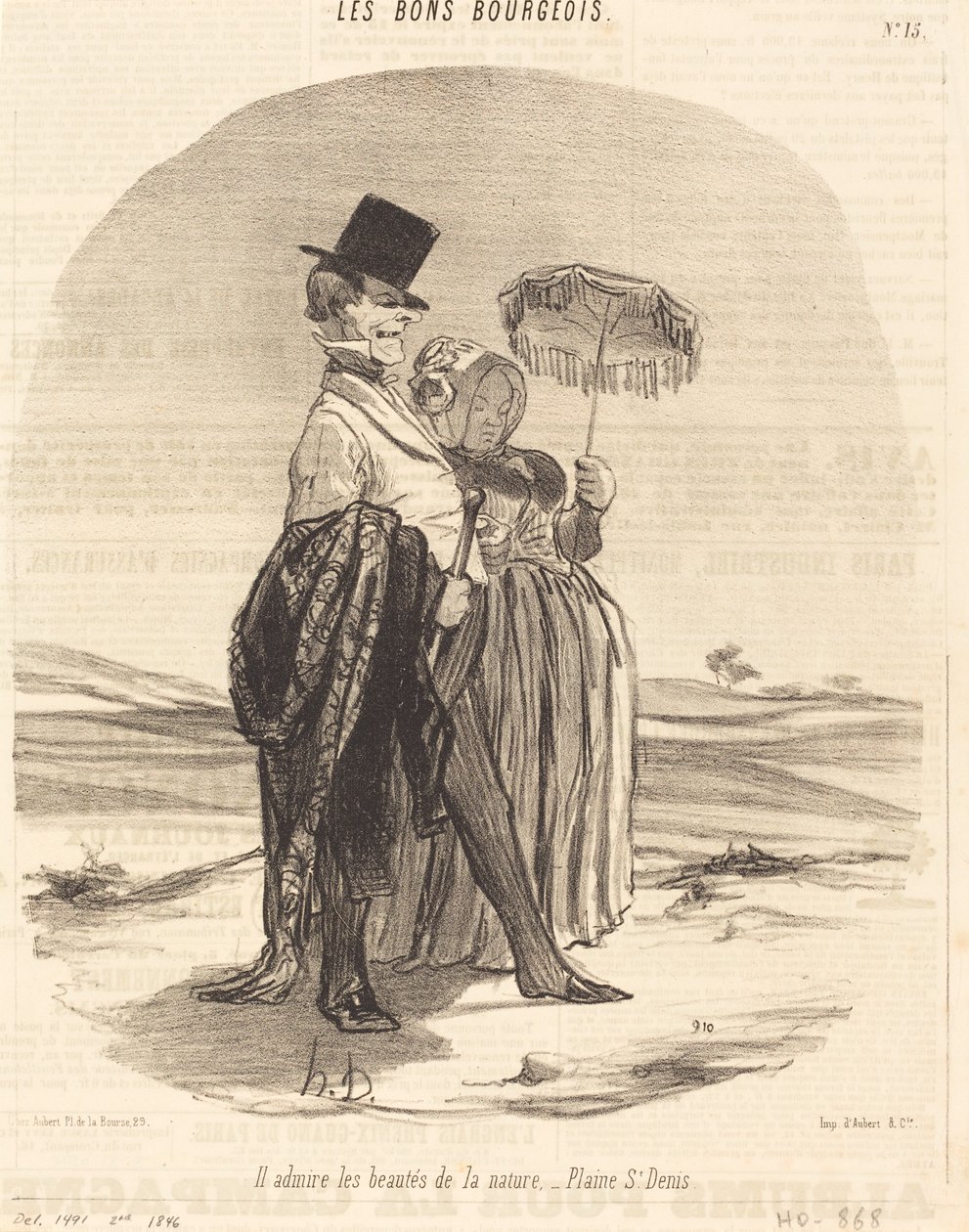 Er bewundert die Schönheiten der Natur - Ebene St. Denis von Honoré Daumier