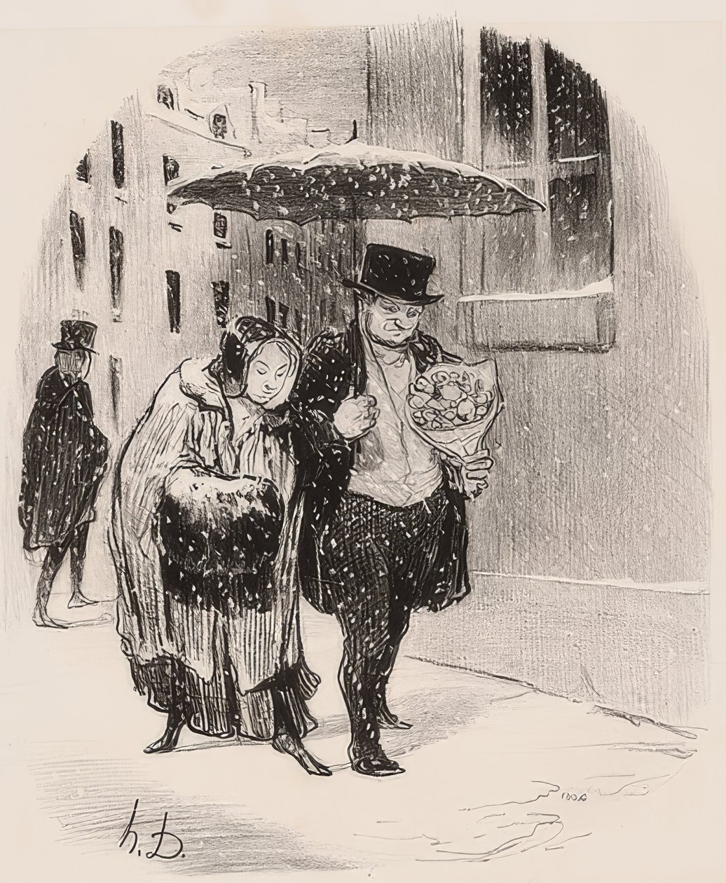 Unannehmlichkeit, einen Verwandten namens Babylas zu haben, was dazu verpflichtet, ihm am 24. Januar einen Blumenstrauß zu bringen von Honoré Daumier