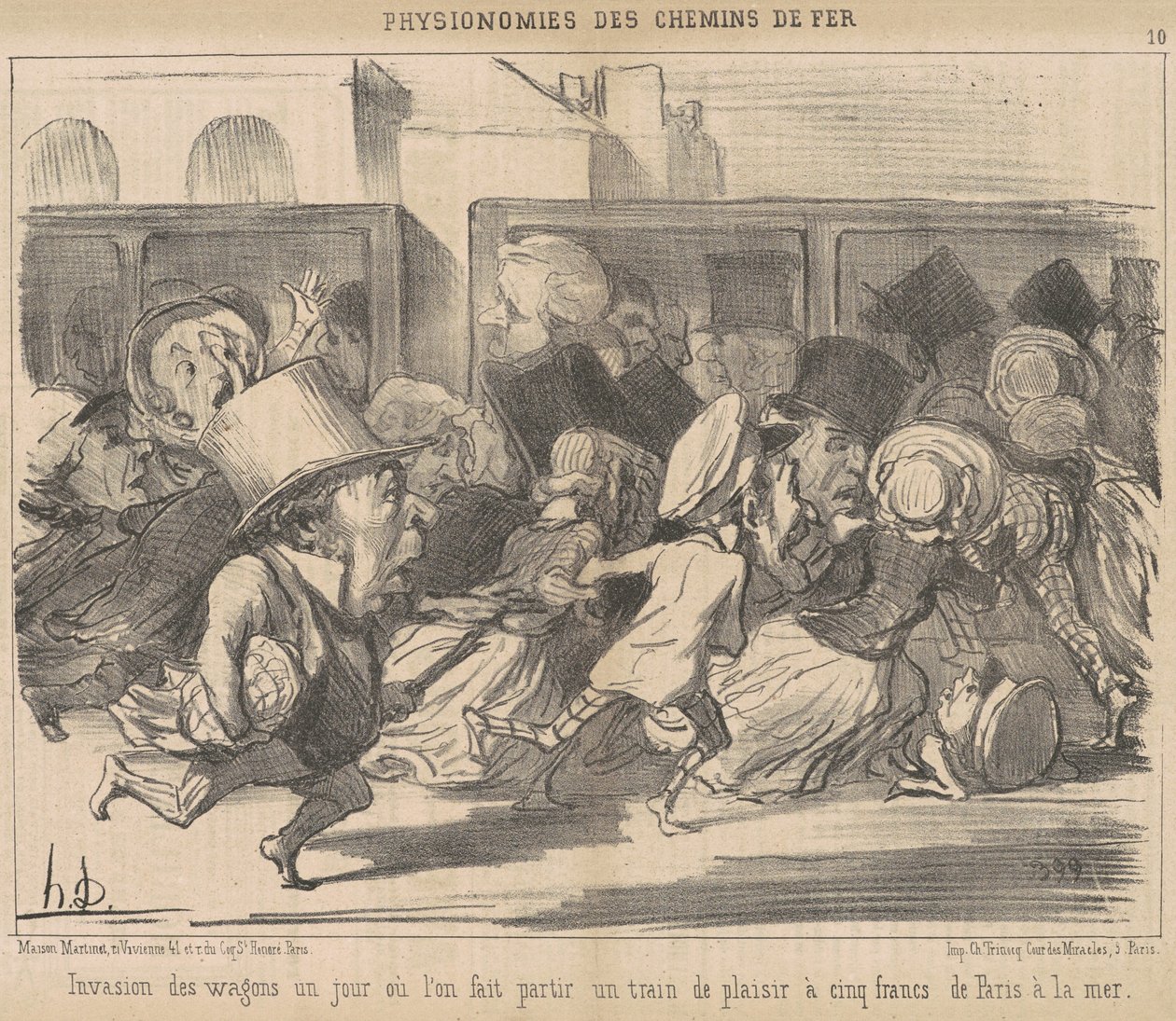 Invasion der Waggons an einem Abfahrtstag von Honoré Daumier