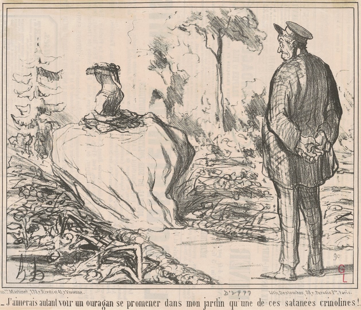 Ich würde lieber einen Orkan in meinem Garten sehen als diese verdammten Krinolinen! von Honoré Daumier