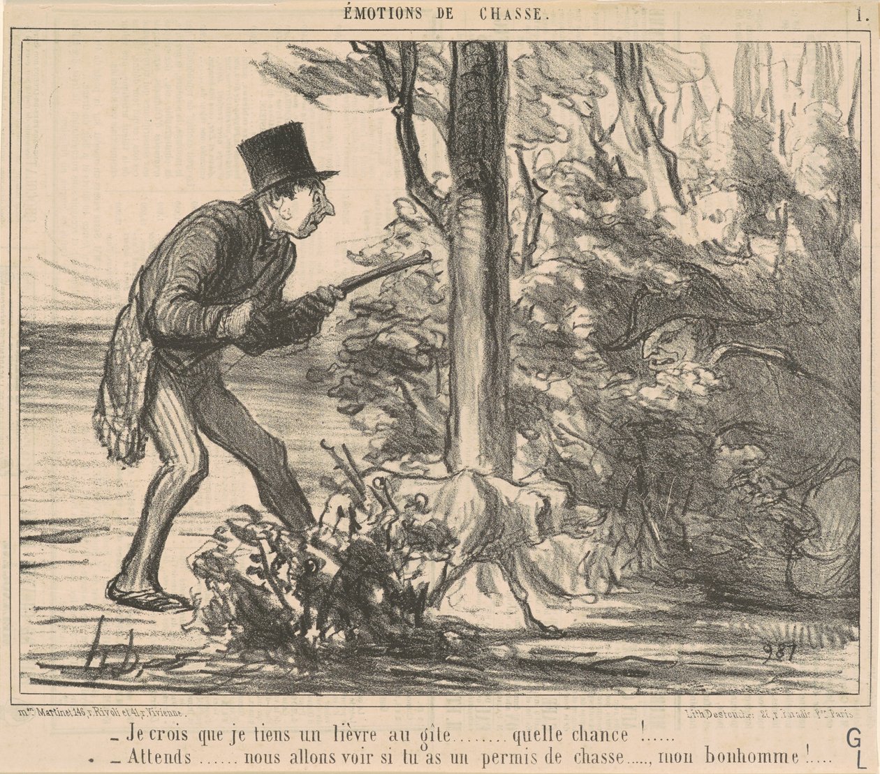 Ich glaube, ich habe einen Hasen ... von Honoré Daumier