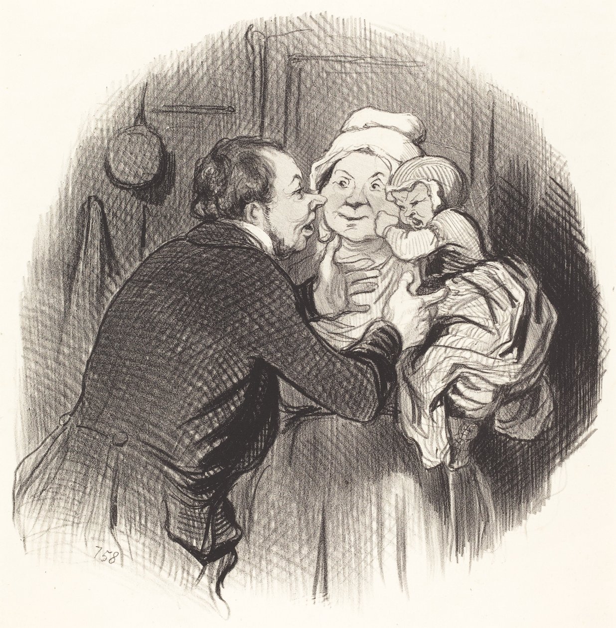 Der Besuch bei der Amme von Honoré Daumier