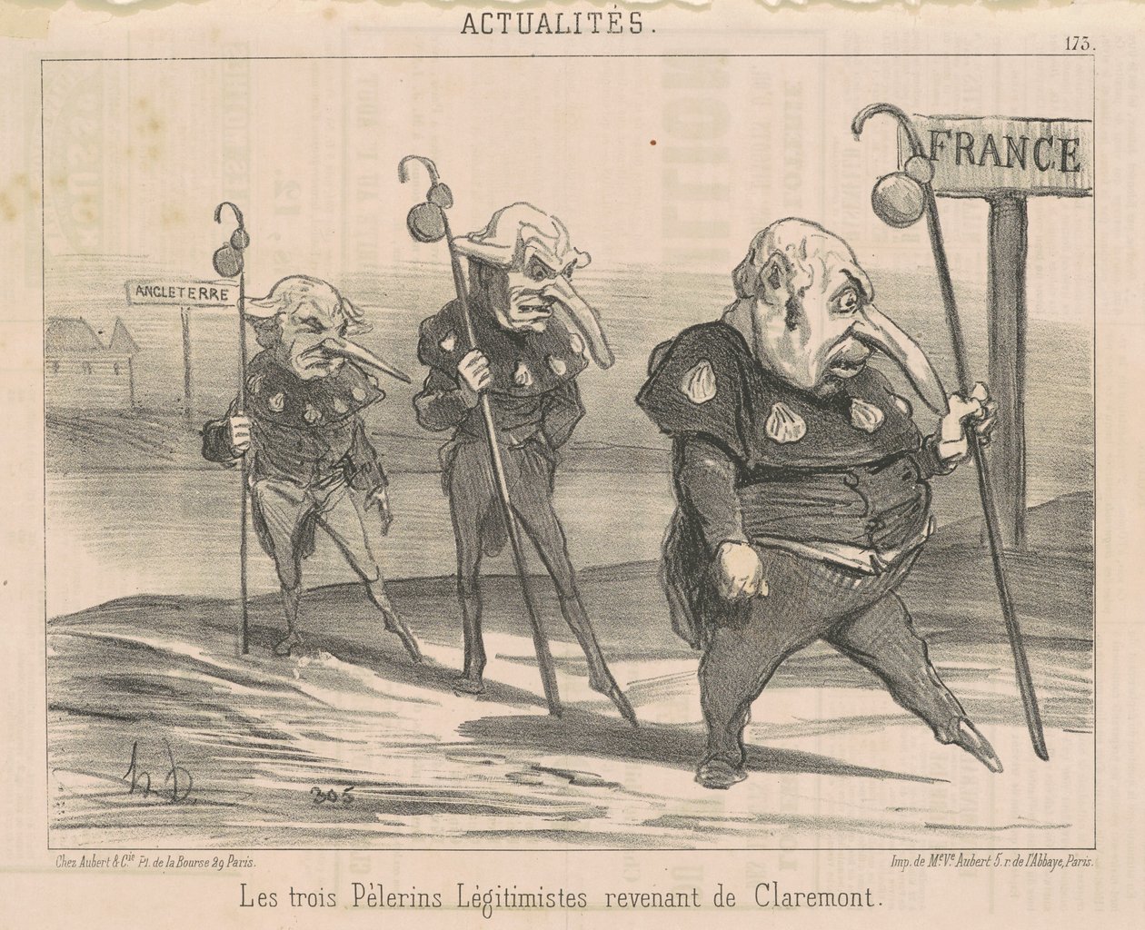Die drei Legitimisten kehren von Claremont zurück von Honoré Daumier