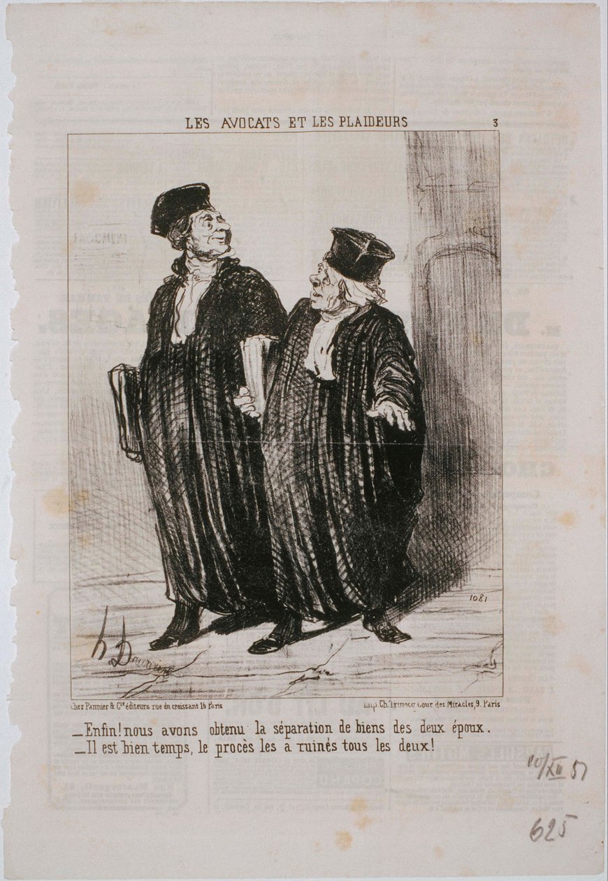 Die Anwälte und die Kläger - Endlich! Wir haben die Gütertrennung erreicht von Honoré Daumier