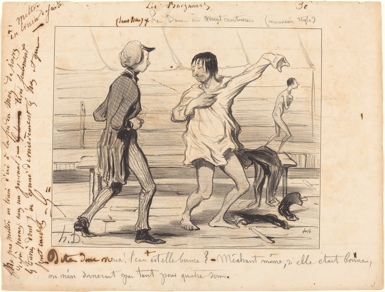 Die Bäder zu zwanzig Centimes, neuer Stil von Honoré Daumier