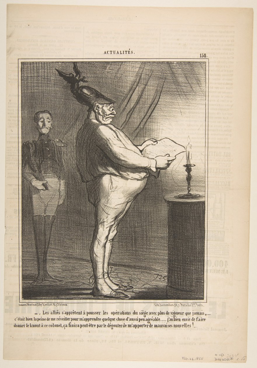 Die Alliierten bereiten sich darauf vor, die Belagerungsoperationen mit mehr Nachdruck fortzusetzen, 26. Februar 1855 von Honoré Daumier