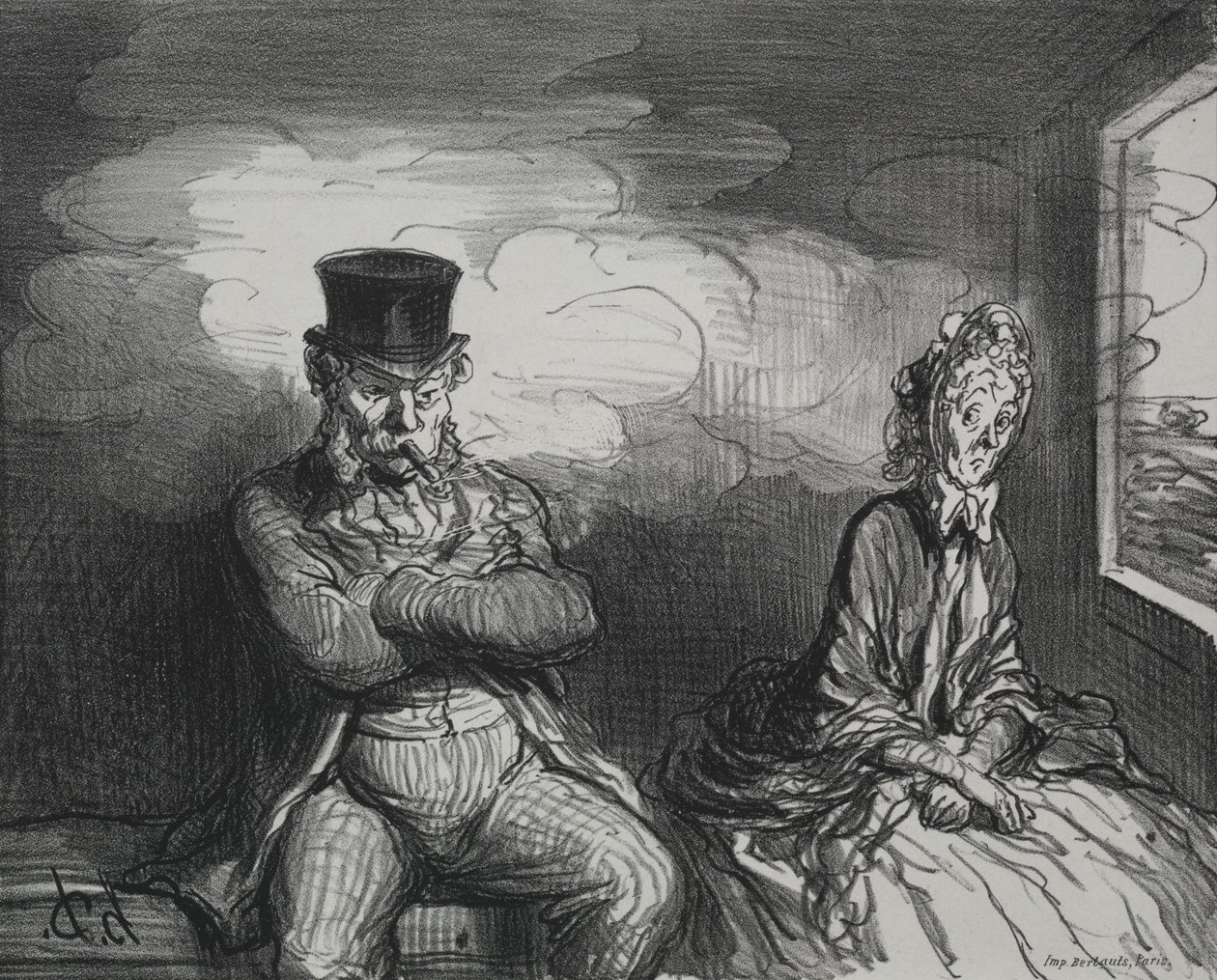 Im Zug: Ein angenehmer Begleiter, 1862 von Honoré Daumier