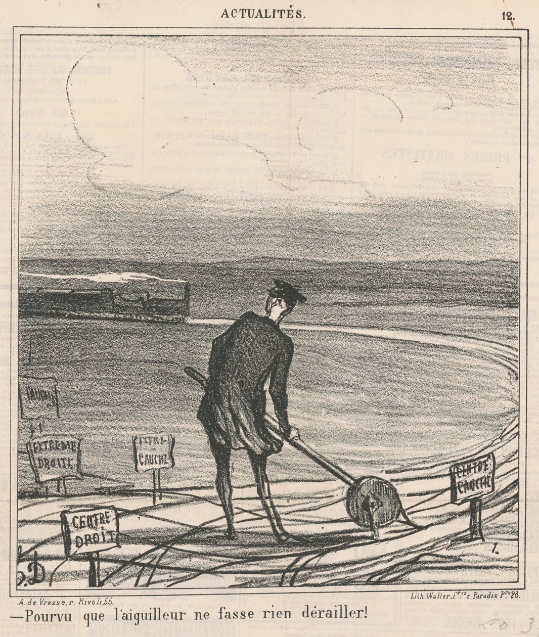 Hoffentlich bringt der Weichensteller nichts zum Entgleisen! von Honoré Daumier
