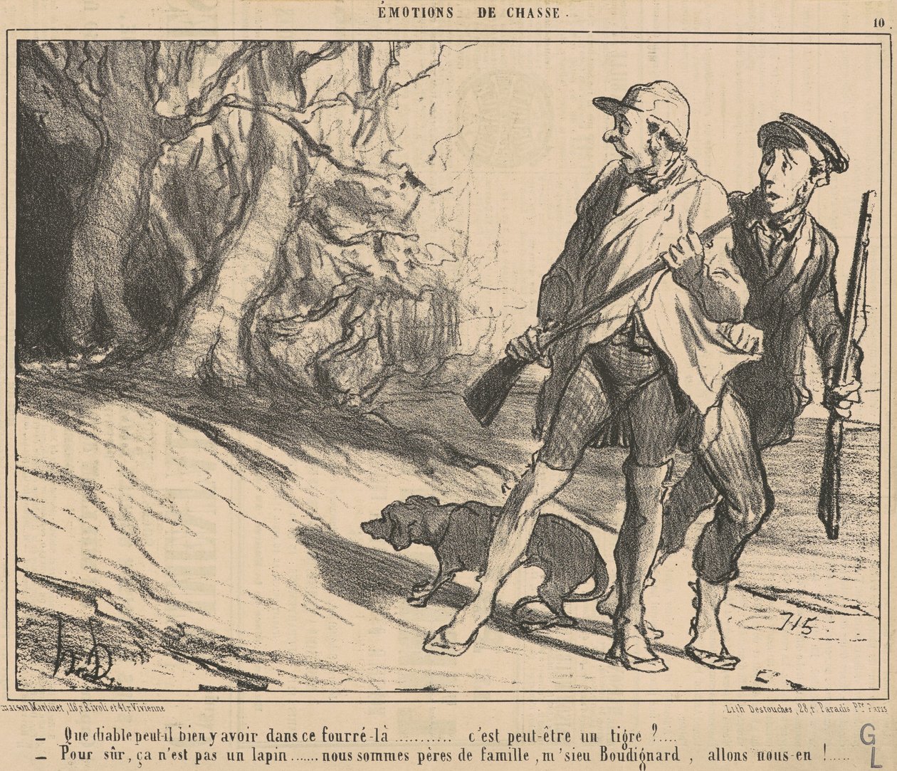 Que diable peut-il bien y avoir dans ce fourré-là? ... von Honoré Daumier
