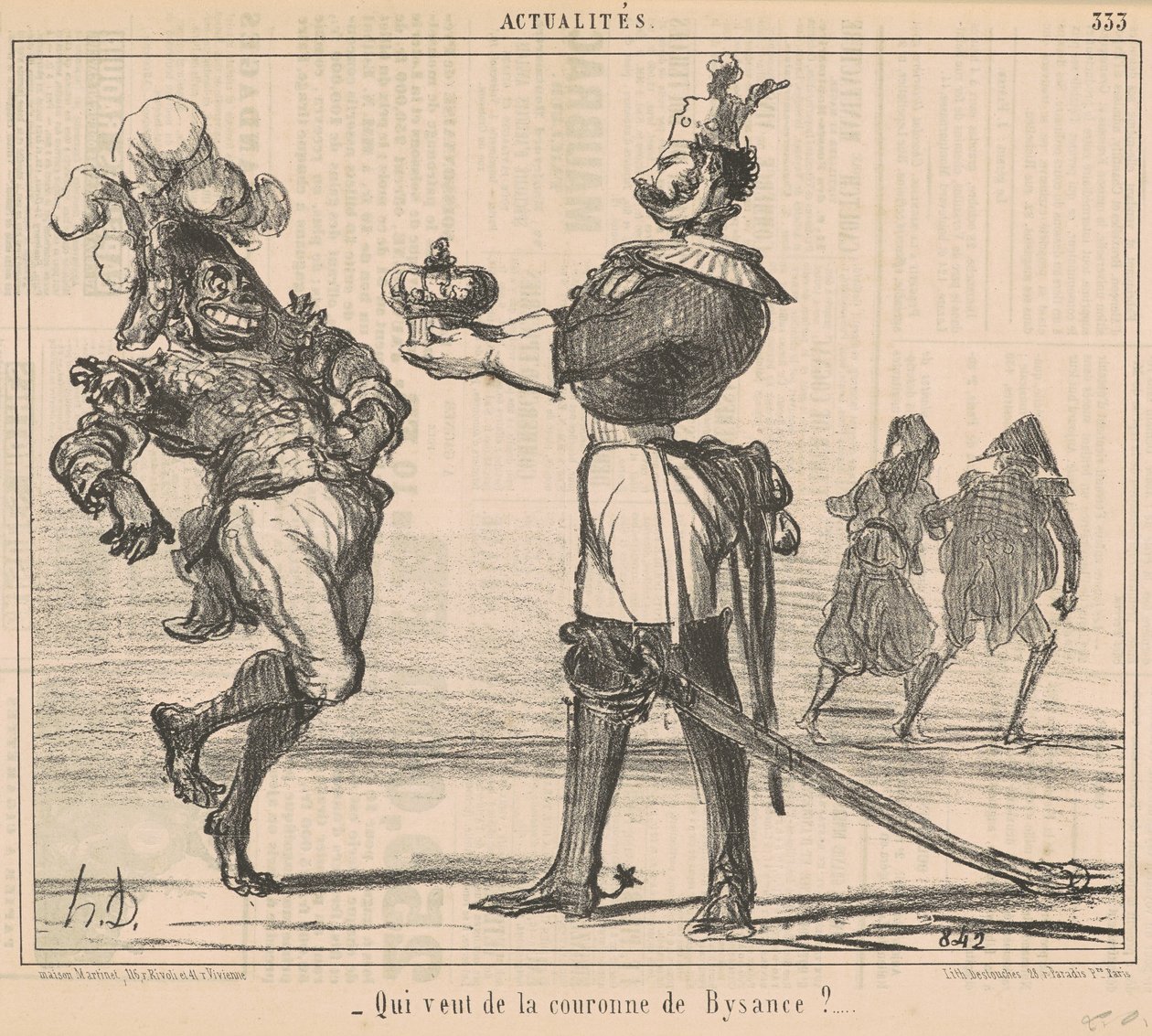 Wer will die Krone von Byzanz? von Honoré Daumier