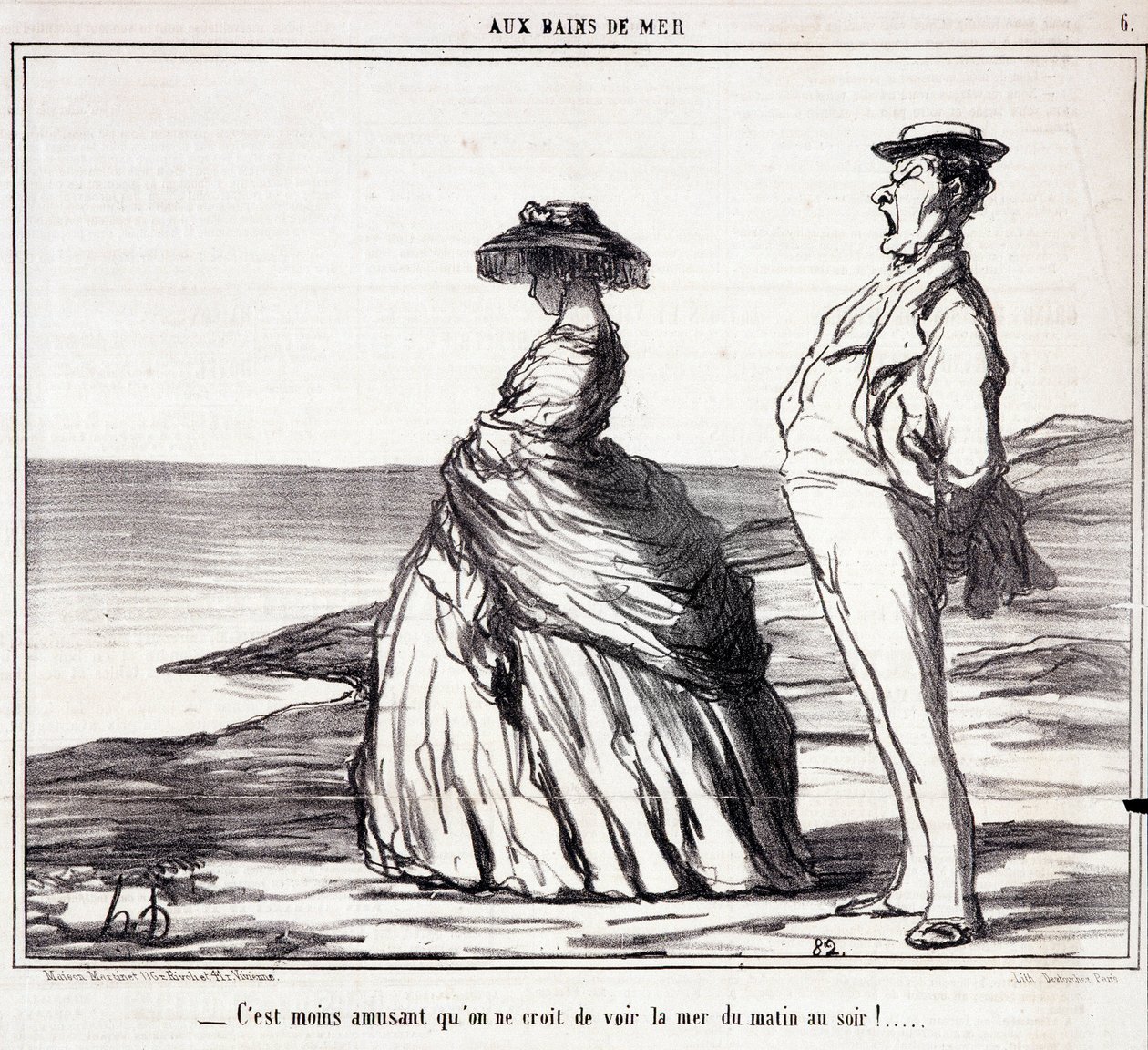 Serie „Les Bains de Mer“: „Es macht weniger Spaß, als man denkt, das Meer von morgens bis abends zu sehen!“ von Honoré Daumier