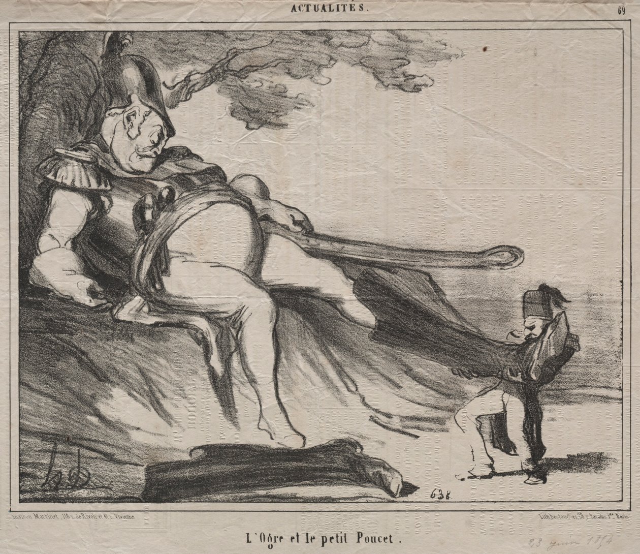 Die Kosaken zum Lachen Platte 61: Der Menschenfresser und sein kleiner Däumling, 1854 von Honoré Daumier