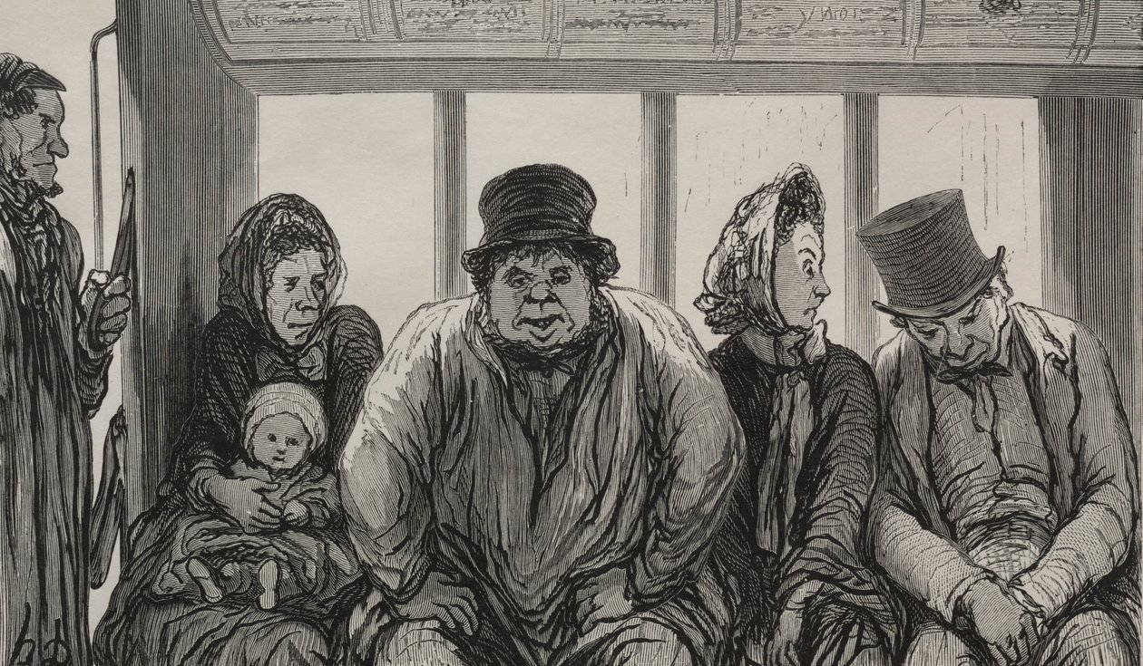 Der Omnibus: Innenansicht des Omnibusses von Honoré Daumier