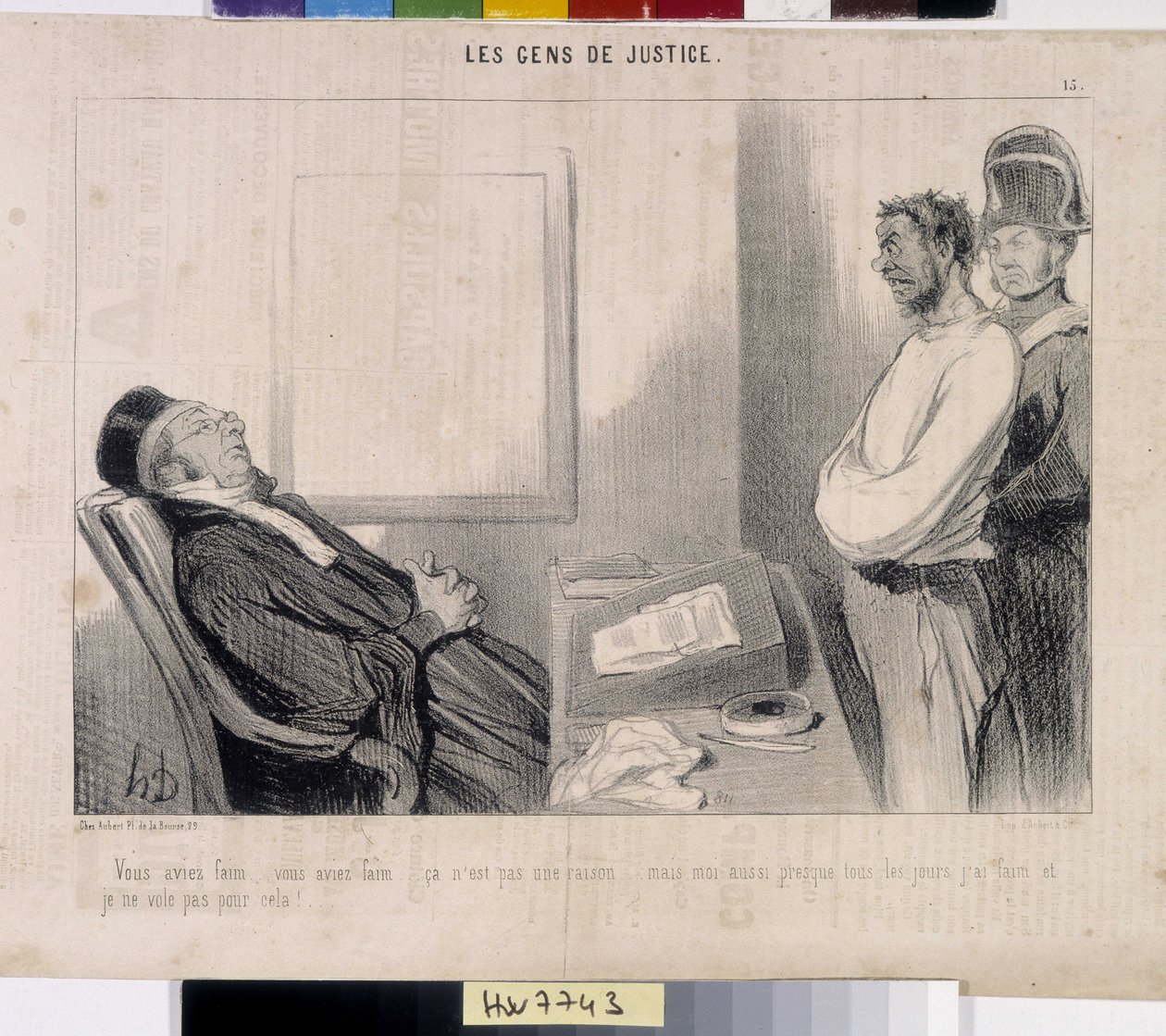 Das Volk der Gerechtigkeit. Karikatur von Honore Daumier (1808-1879), 37,5x28. Auszug aus der Zeitung Le Charivari, Musée des Beaux Arts, Palais Longchamp, Marseille. von Honoré Daumier