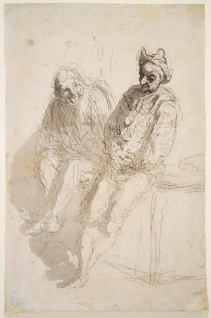 Zwei Saltimbanques, ca. 1865-1873 von Honoré Daumier