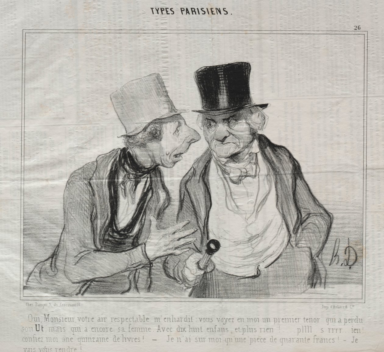 Types Parisiens, Platte 26: Ja, mein Herr, Ihr respektables Auftreten ermutigt mich... von Honoré Daumier