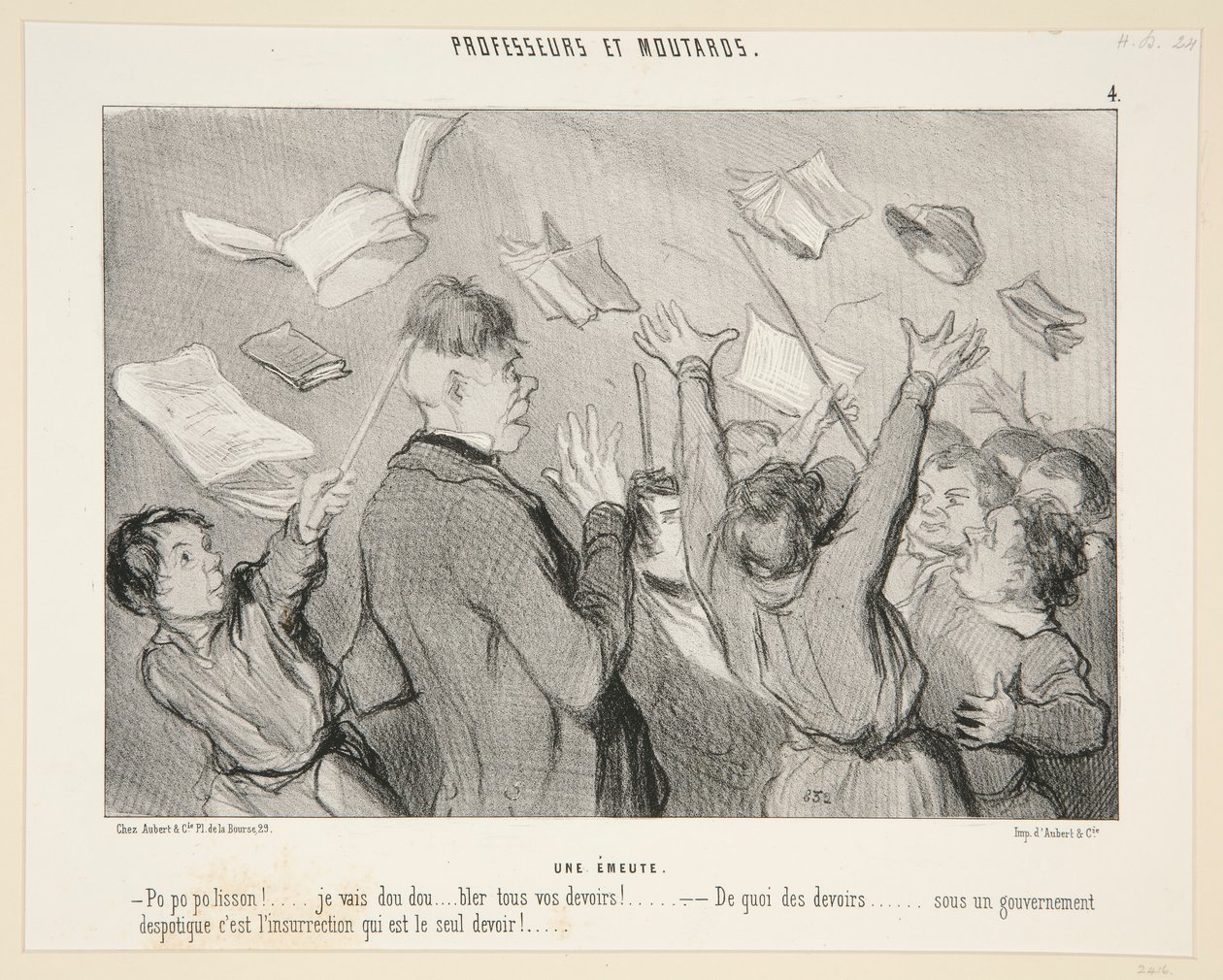 Ein Aufstand; Nr. 4 von Professeurs et Moutards von Honoré Daumier