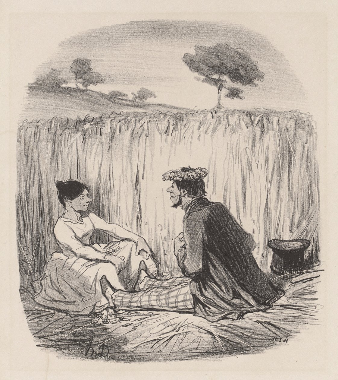 Eine Idylle im Weizen von Honoré Daumier