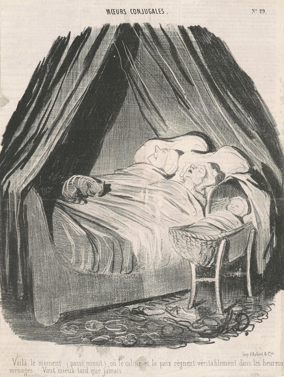 Das ist der Moment (nach Mitternacht), in dem Ruhe und Frieden wirklich in glücklichen Haushalten herrschen. Besser spät als nie. von Honoré Daumier