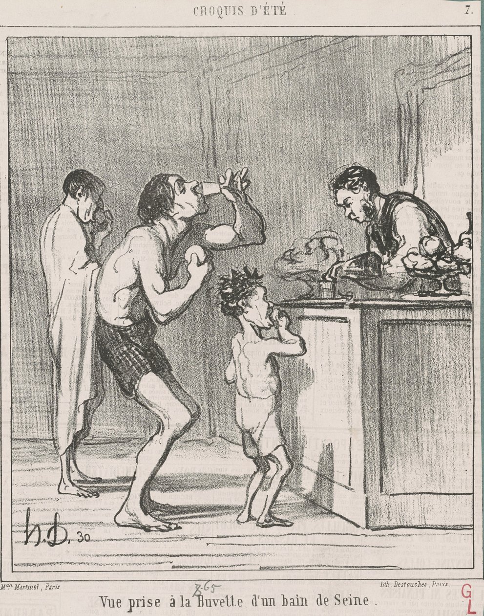 Ansicht aufgenommen in der Erfrischungsbar eines Bades von Honoré Daumier