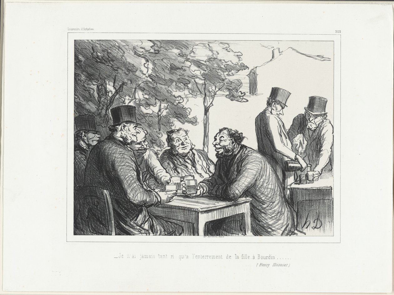 „Ich habe nie so viel gelacht wie bei der Beerdigung von Bourdins Tochter...“ (Henri Monnier), Platte 303 aus Souvenirs d’artistes von Honoré Victorin Daumier