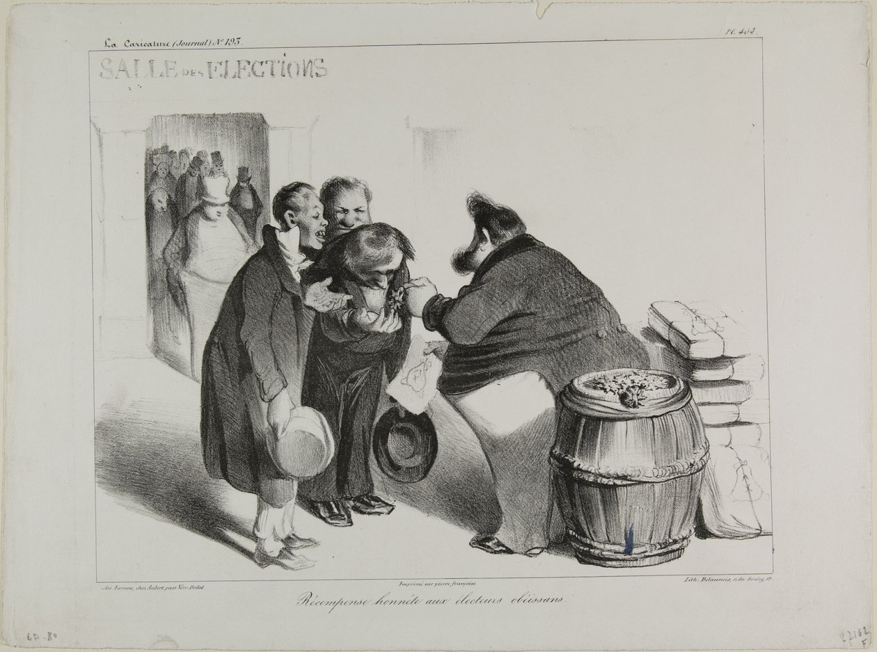 Eine gerechte Belohnung für pflichtbewusste Wähler, Platte 404 von Honoré Victorin Daumier