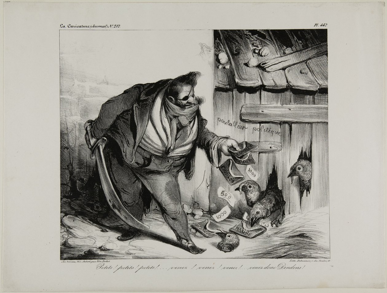Komm her kleines Küken, Küken... Küken... Küken, komm kleine Truthähne, Platte 442 von Honoré Victorin Daumier