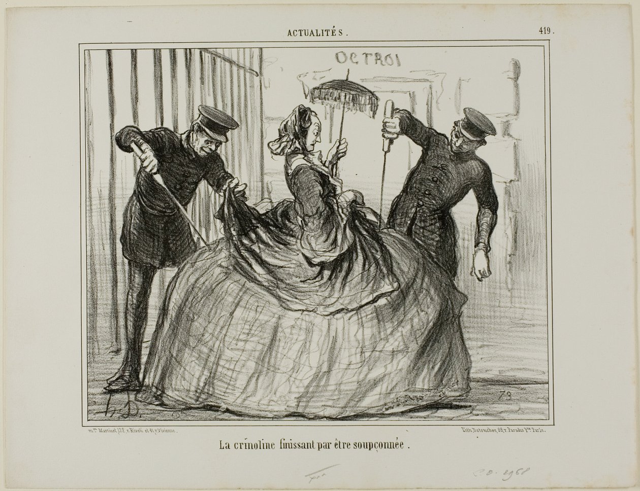 Krinolinen werden plötzlich verdächtig, Platte 419 aus Actualités von Honoré Victorin Daumier