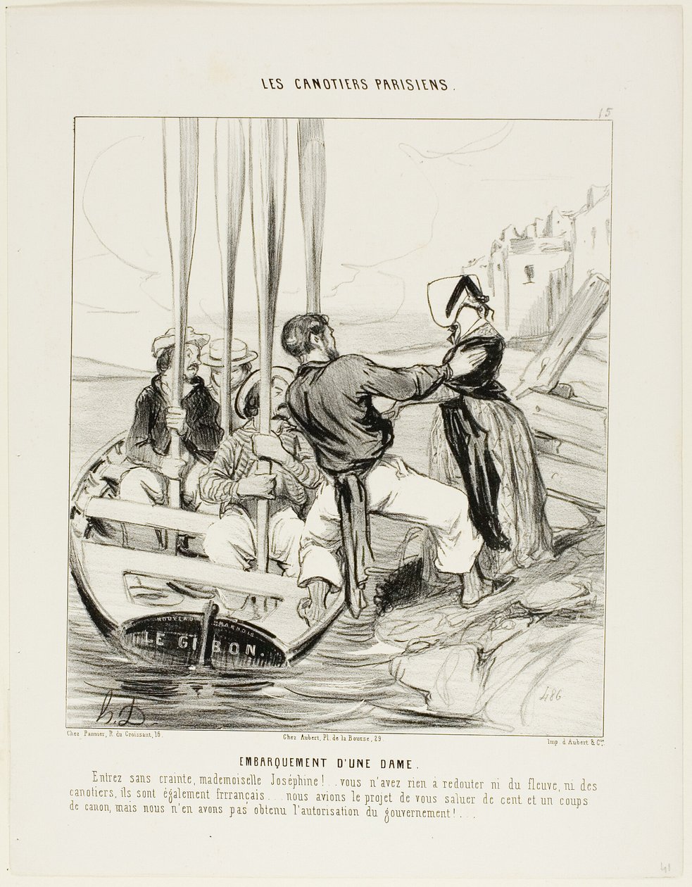 Einschiffung einer Dame von Honoré Victorin Daumier