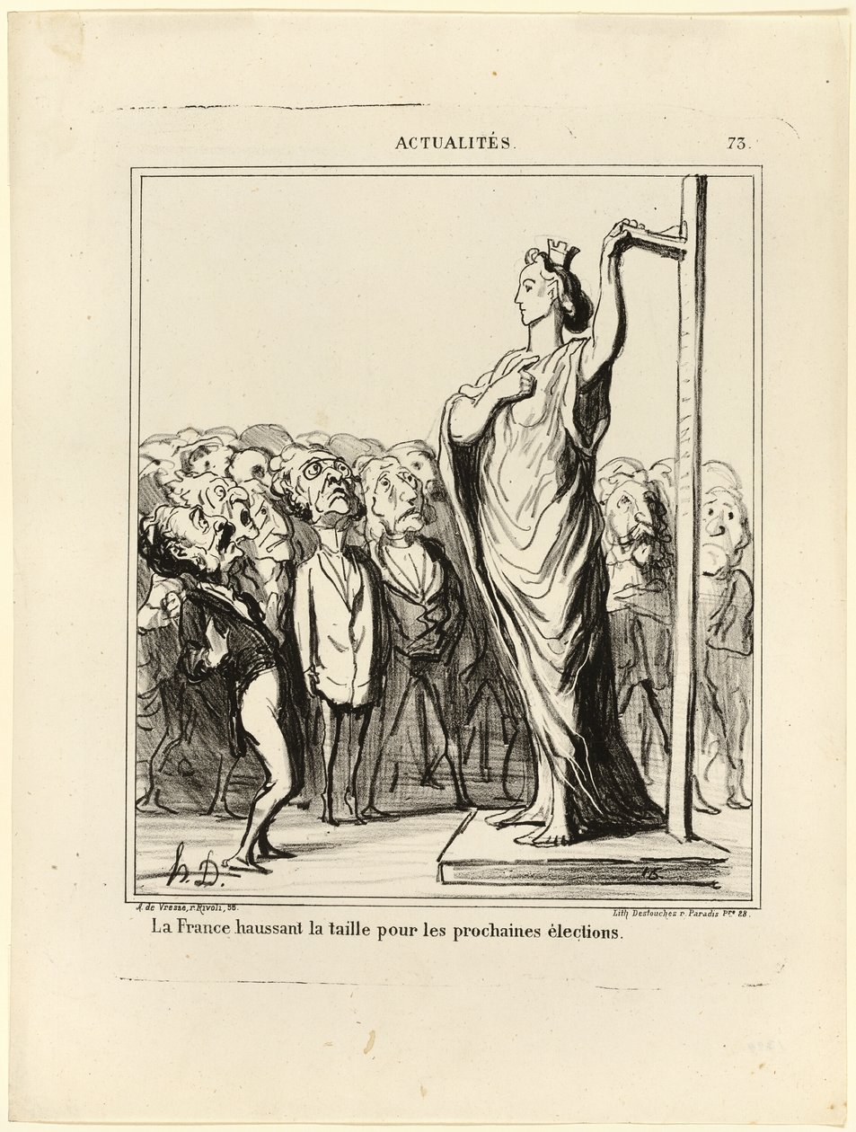 Frankreich bereitet sich darauf vor, ihre Kandidaten nach Maßstäben zu prüfen, Platte 73 aus Actualités von Honoré Victorin Daumier