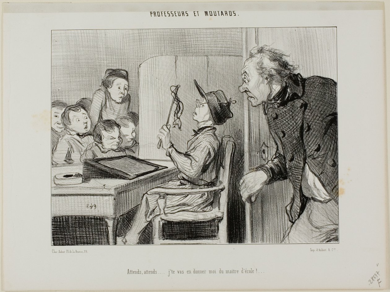 „Warte nur, ich werde dir zeigen, wer hier der Lehrer ist...“, Platte 11 aus Professeurs Et Moutards von Honoré Victorin Daumier