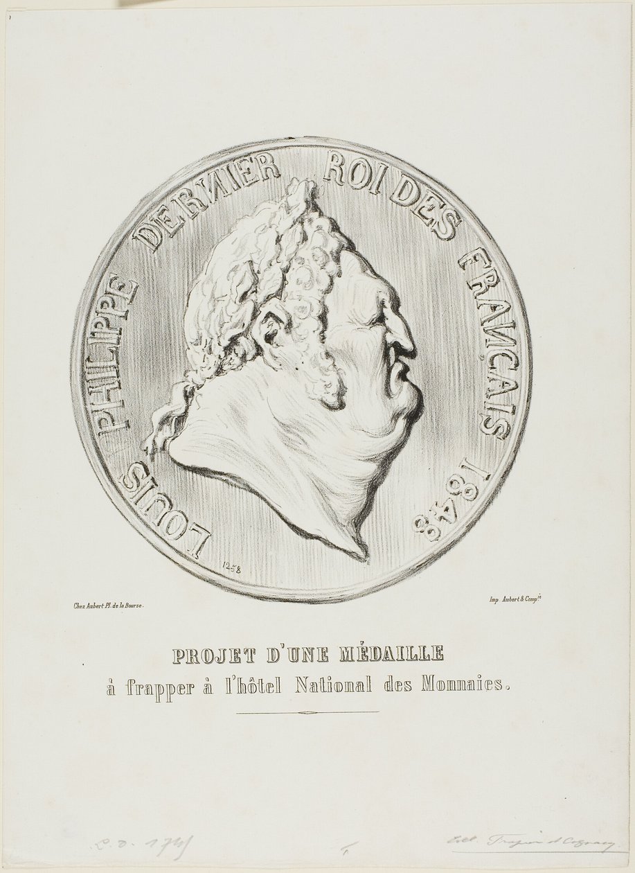 Louis-Philippe, letzter König der Franzosen 1848. Entwurf für eine Medaille, die von der Nationalen Münzanstalt hergestellt werden soll von Honoré Victorin Daumier
