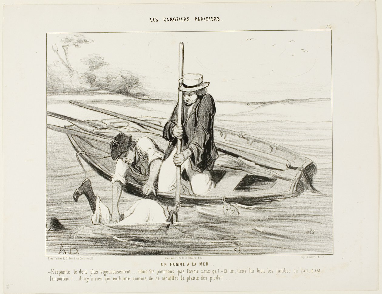 Mann über Bord! (Platte 14 aus Les Ca) von Honoré Victorin Daumier