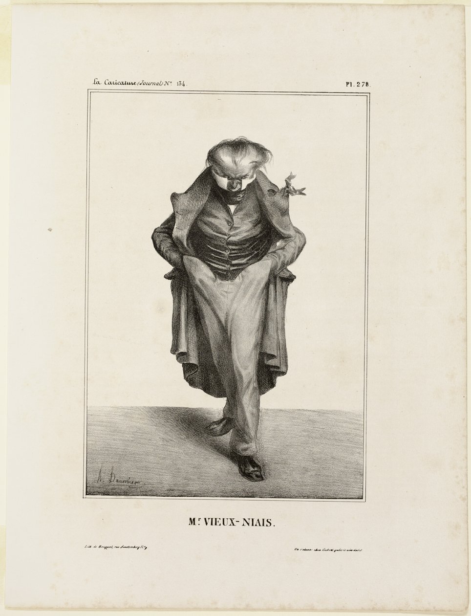 Herr Vieux-Niais, Platte 278 aus Berühmtheiten der Karikatur von Honoré Victorin Daumier