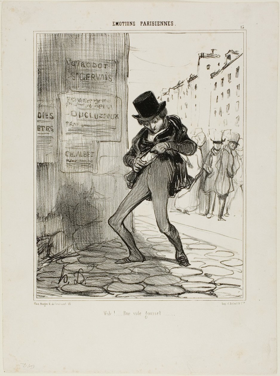 Ausgeraubt! Leere-Tasche-Straße..., Platte 13 aus Émotions Parisiens von Honoré Victorin Daumier