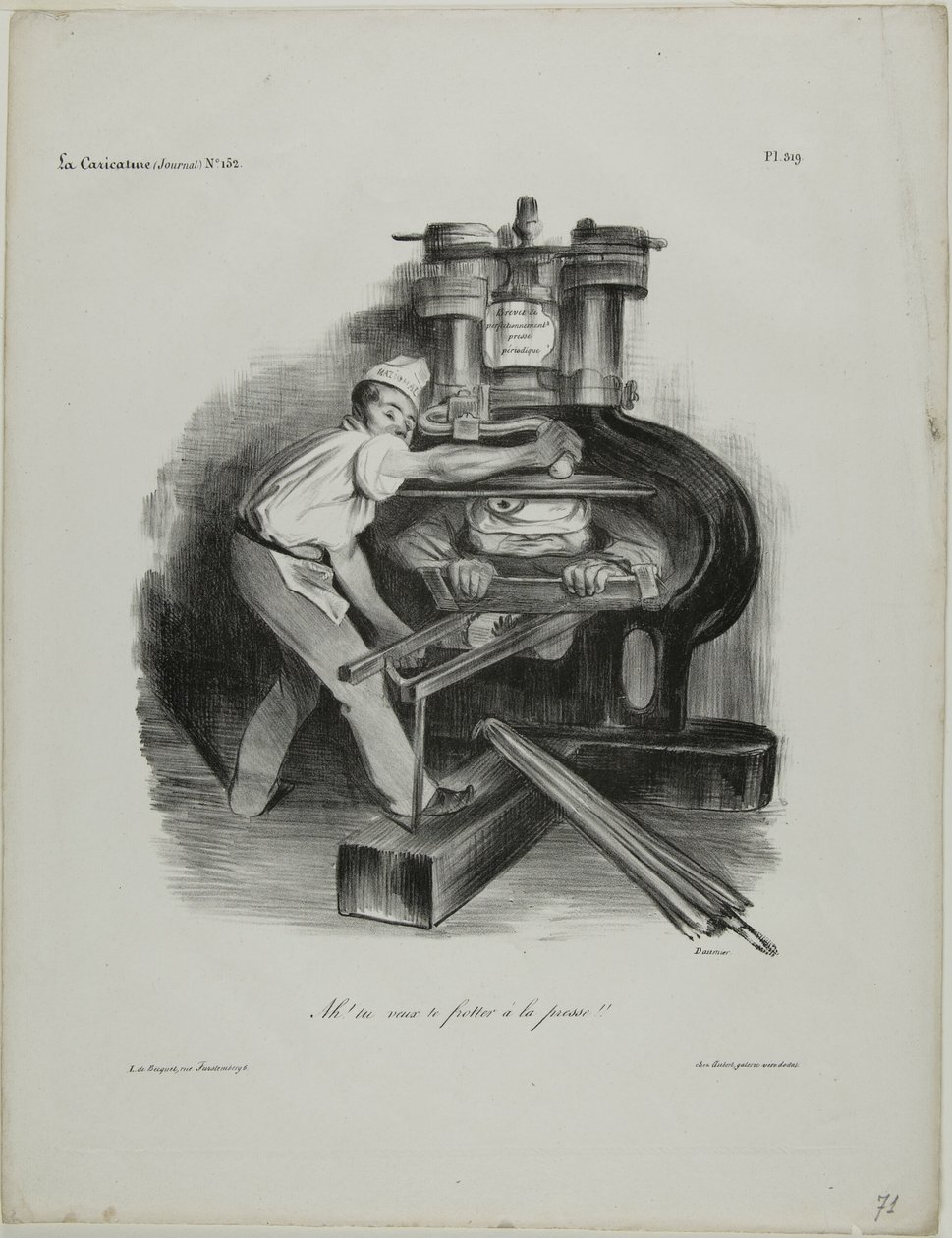 „Also, du willst dich mit der Presse anlegen!“, Platte 319 von Honoré Victorin Daumier