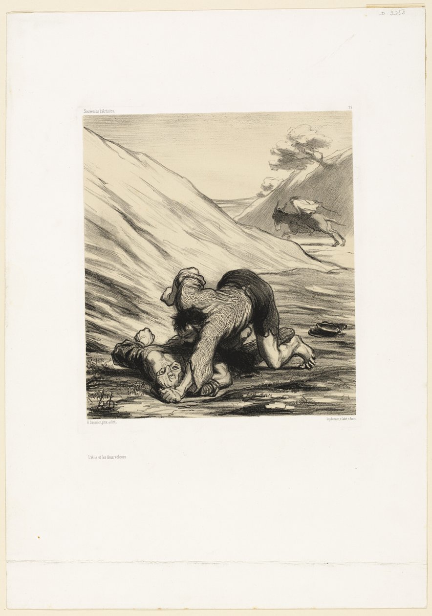 Der Esel und zwei Diebe, Tafel 75 aus Souvenirs d’artistes von Honoré Victorin Daumier