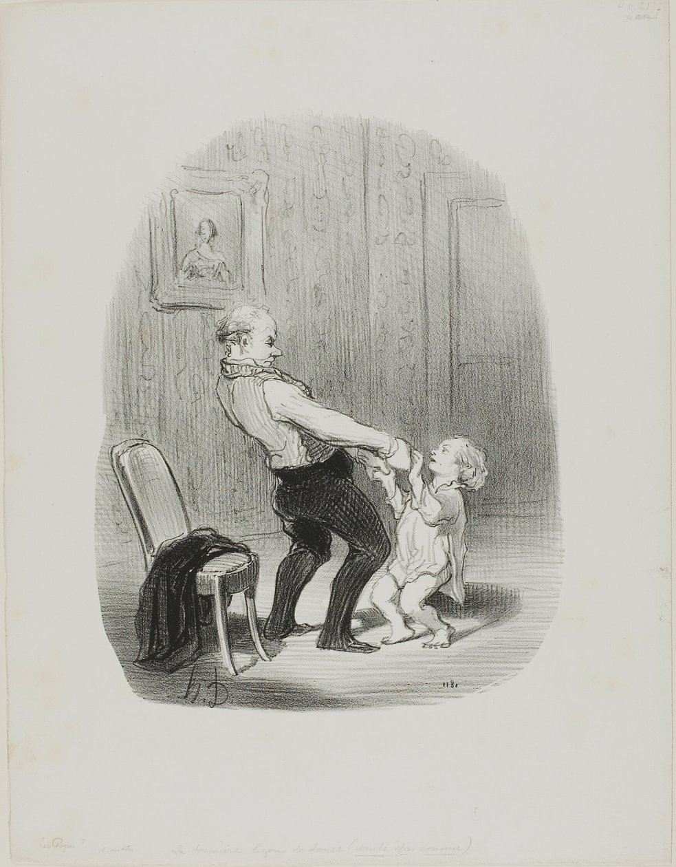 Die erste Tanzstunde, aus Les Papas von Honoré Victorin Daumier