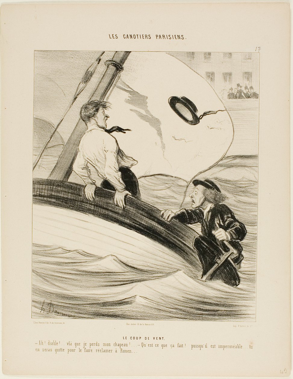 Der Windstoß (Tafel 17 aus Les Canotiers Parisiens) von Honoré Victorin Daumier