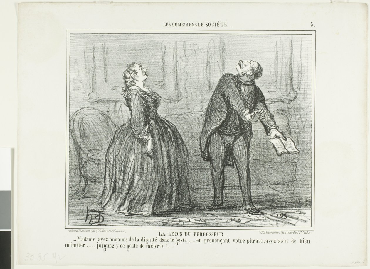 Die Lektion des Professors, Platte fünf aus Les Comédiens de Société von Honoré Victorin Daumier
