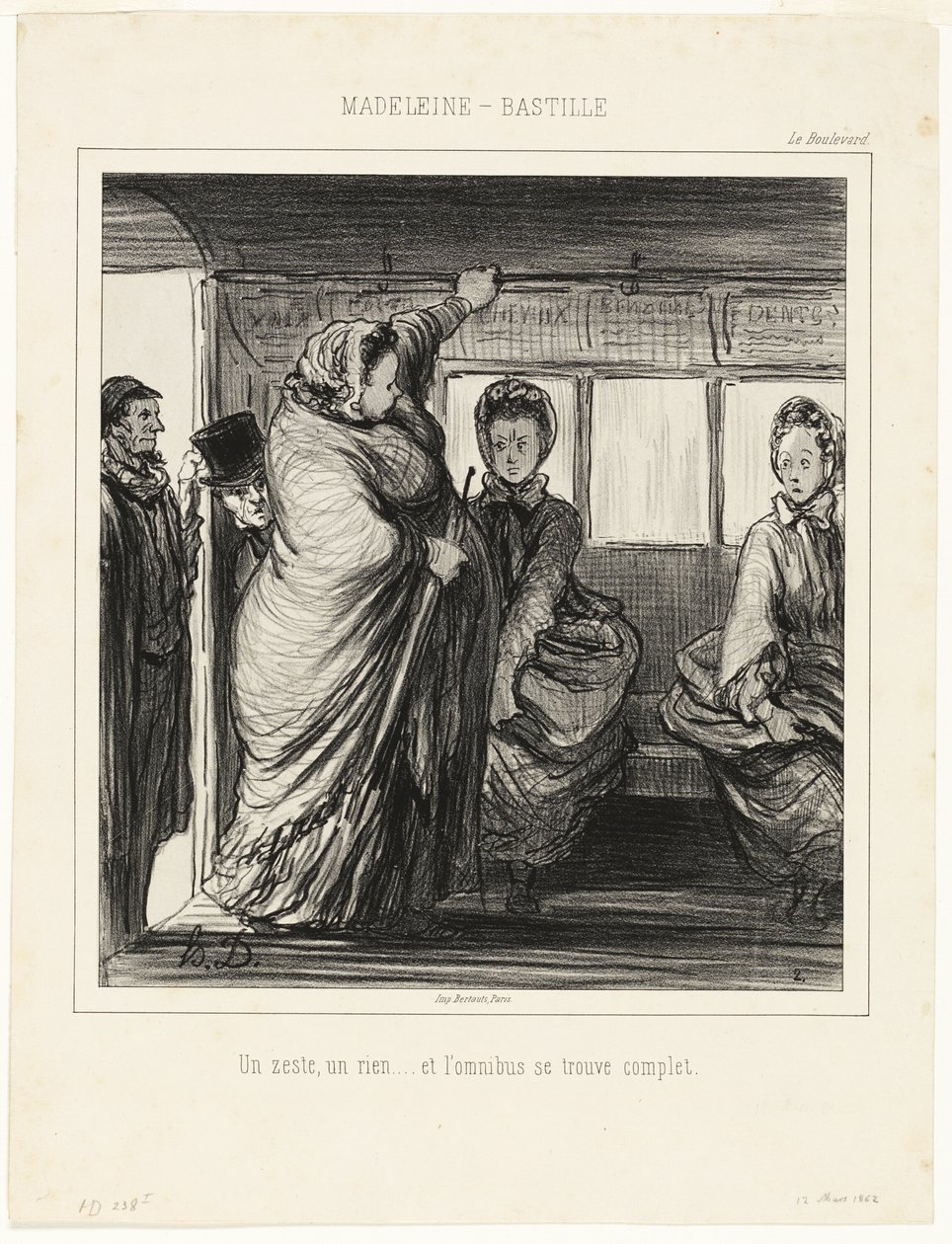 Die Madeleine-Bastille-Buslinie. Eine Kleinigkeit, ein Nichts... und der Bus ist voll von Honoré Victorin Daumier