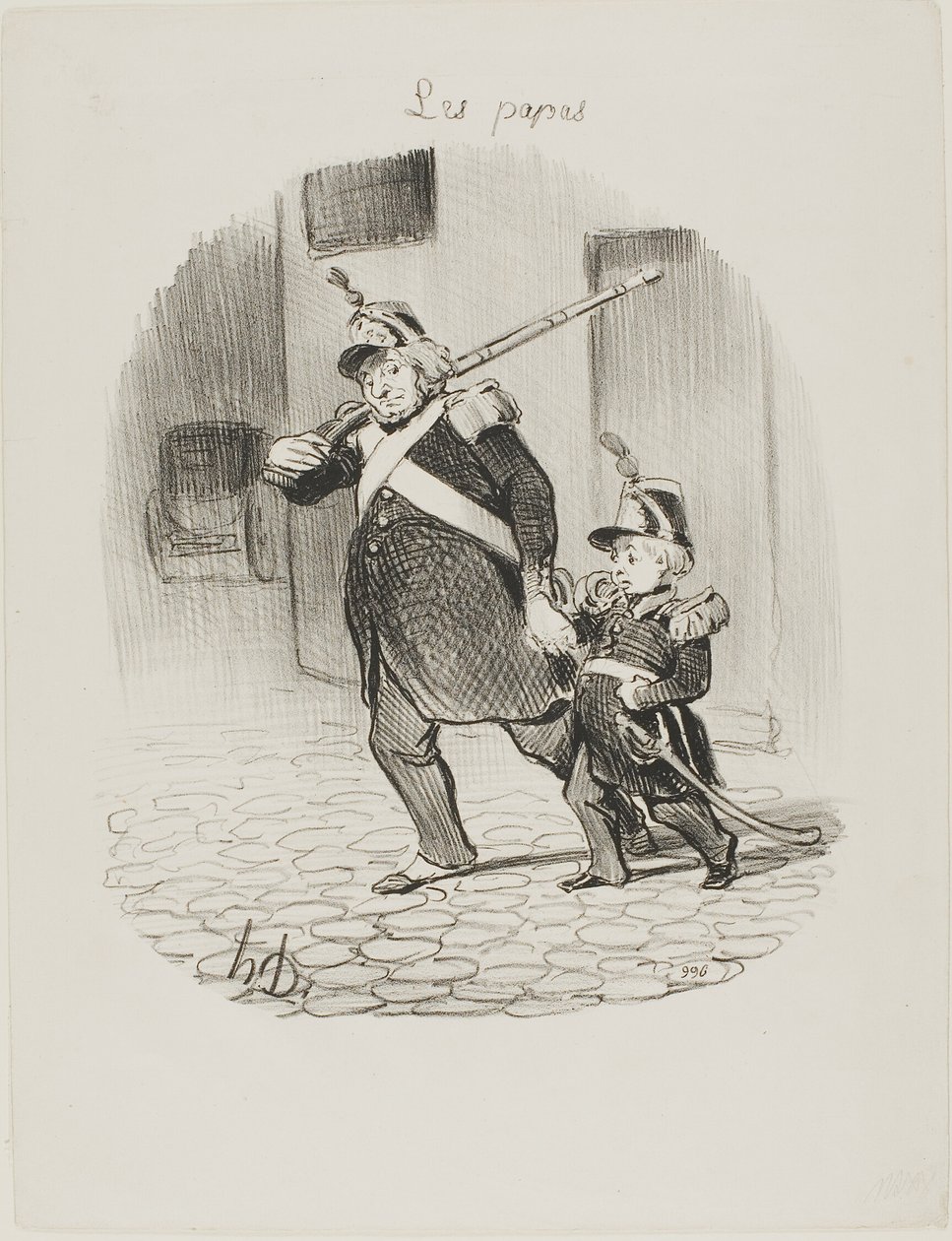Der Tag der großen Parade, Platte 6 aus Les Papas von Honoré Victorin Daumier
