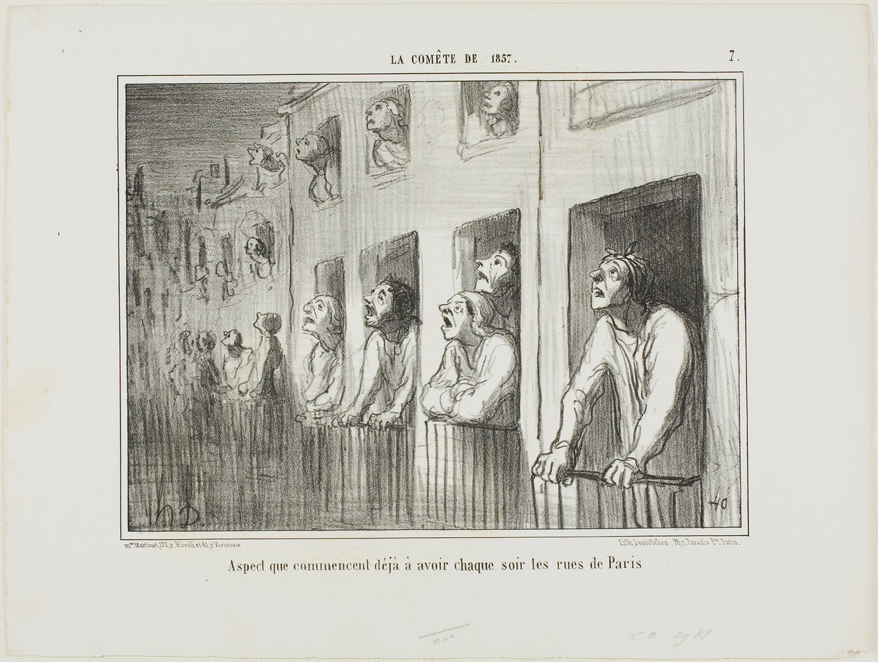 Die Straßen von Paris beginnen jede Nacht so auszusehen, Platte 7 aus La Comète De 1857 von Honoré Victorin Daumier