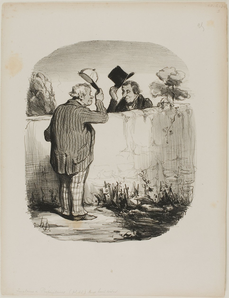 Zwei gute Nachbarn, Platte 25 aus Locataires Et Propriétaires von Honoré Victorin Daumier