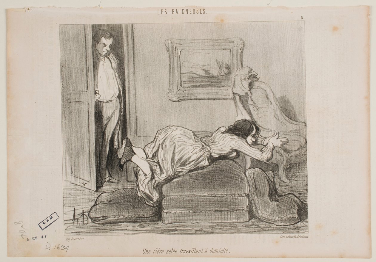 Ein eifriger Student arbeitet von zu Hause aus von Honoré Daumier