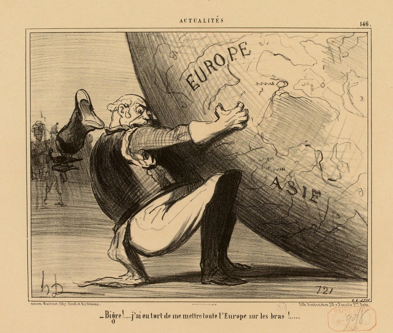 Aktualitäten Nr. 146: - Bigre! ... ich habe Unrecht, ganz Europa auf meine Schultern zu nehmen! ... von Honoré Daumier