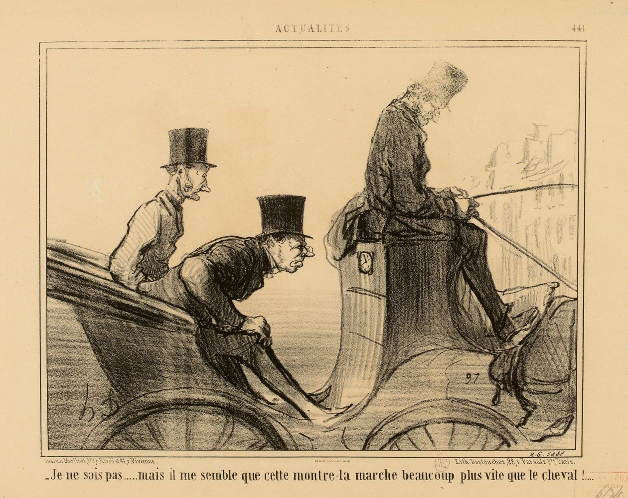 Aktualitäten Nr. 441: - Ich weiß nicht ... aber mir scheint, diese Uhr geht viel schneller als das Pferd von Honoré Daumier