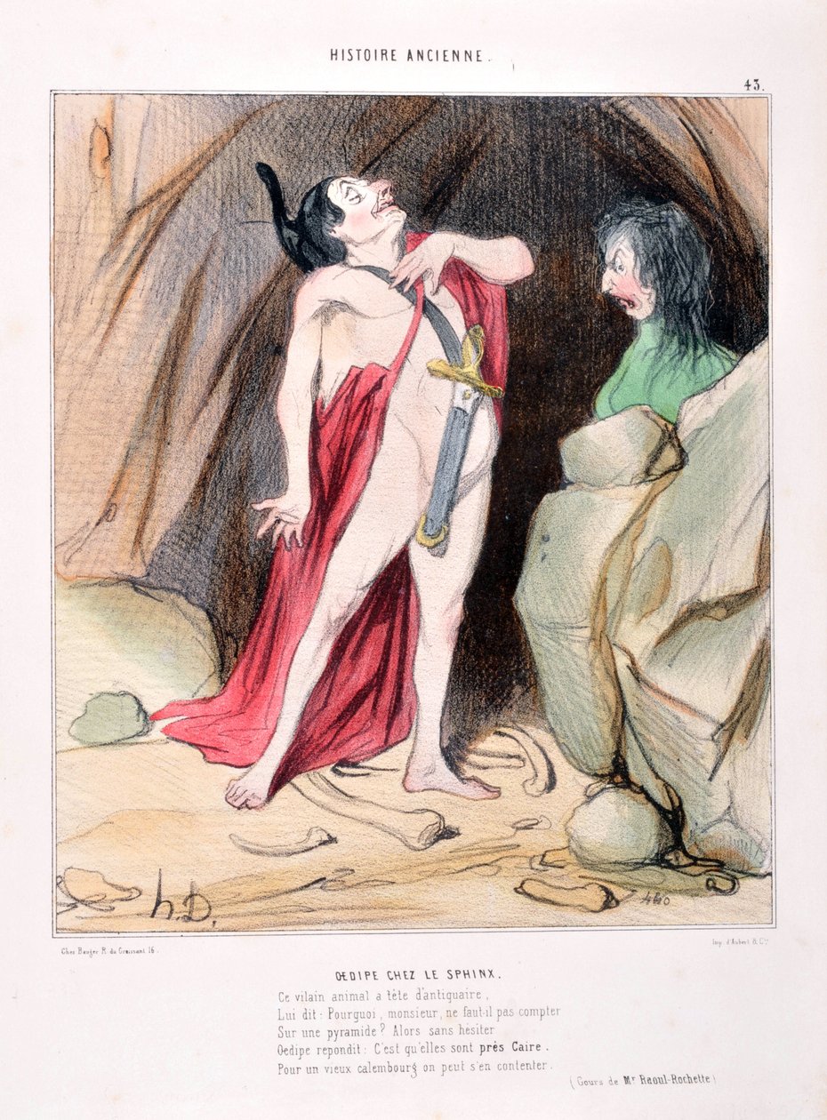 Werk von Honoré Daumier (1808-1879). Alte Geschichte Ödipus bei der Sphinx. BIBLIOTHEK DES ALCAZAR, MARSEILLE von Honoré Daumier