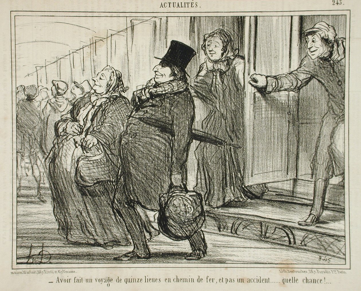 Eine Reise von fünfzehn Meilen mit der Eisenbahn gemacht... von Honoré Daumier