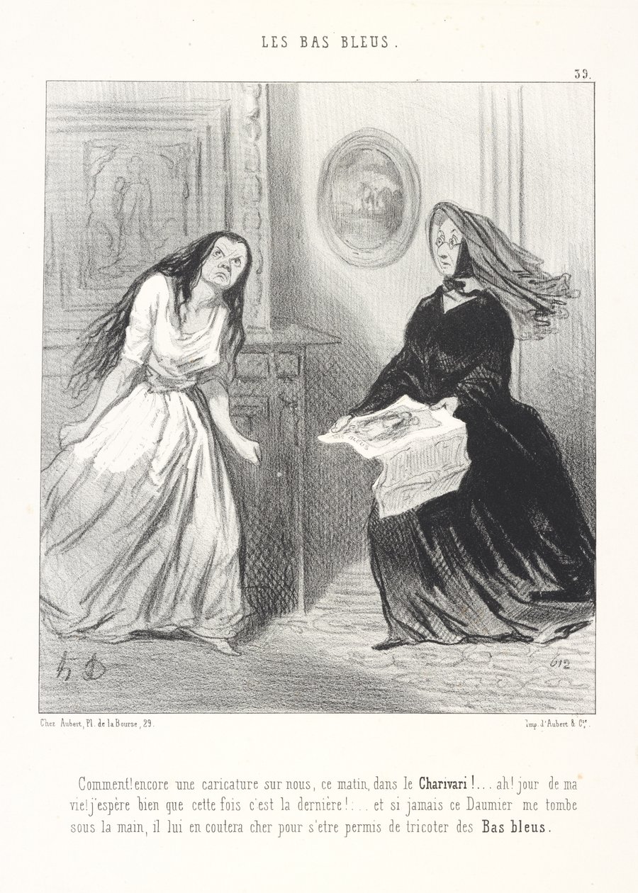 Was! Schon wieder eine Karikatur über uns, heute Morgen im Charivari! ... Ah! So wahr ich lebe! Ich hoffe sehr, dass es dieses Mal die letzte ist! ... Und wenn mir dieser Daumier jemals in die Hände fällt, wird er teuer dafür bezahlen, dass er es gewagt von Honoré Daumier